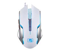 RajoNN Mouse Mouse da Gioco cablato, Mouse Ottico USB per Computer con 6 Pulsanti programmabili, retroilluminazione RGB, 2400 DPI Regolabile, per Laptop, PC, Windows (Colore : Bianca)