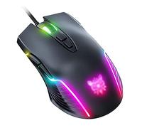 RajoNN Mouse Mouse da Gioco cablato, Mouse Ottico USB per Computer con retroilluminazione RGB, 6400 DPI, Mouse ergonomico per PC con 7 Pulsanti programmabili, per Windows (Colore : Nero)