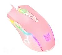 RajoNN Mouse Mouse da Gioco cablato, Mouse Ottico USB per Computer con retroilluminazione RGB, 6400 DPI, Mouse ergonomico per PC con 7 Pulsanti programmabili, per Windows (Colore : Pink)