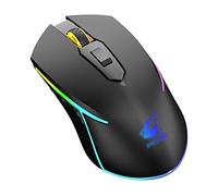 RajoNN Mouse wireless mouse, mouse USB silenzioso per laptop, mouse ottico per PC da gioco con 3 livelli regolabili, 6 pulsanti, 2400 DPI (colore: nero)