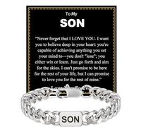 Rajputana Braccialetto in argento regalo per uomini e ragazzi, braccialetti cubani da 9 mm per uomini adolescenti, per mio figlio/papà/nonno/nipote/marito/fratello, regalo per la festa del papà