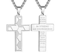 Rajputana Collana con ciondolo a forma di croce da calcio per uomo e ragazzo, in acciaio inox, con citazione ispiratrice della Bibbia, gioiello religioso, 1:09, Acciaio inossidabile, Nessuna pietra