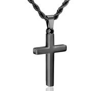 Rajputana Collana con croce in acciaio inossidabile da uomo e ragazzo, oro/argento/nero, catena intrecciata con ciondolo a forma di croce, collana antiruggine per uomo, battesimo cristiano, festa del