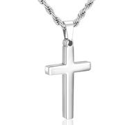 Rajputana Collana con croce in acciaio inossidabile da uomo e ragazzo, oro/argento/nero, catena intrecciata con ciondolo a forma di croce, collana antiruggine per uomo, battesimo cristiano, festa del