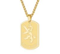Rajputana Collana da uomo con ciondolo a forma di leone del Regno Unito, Inghilterra, Scozia, Gran Bretagna, idea regalo da uomo, in acciaio inox, colore nero/oro/argento, collana con targhetta con