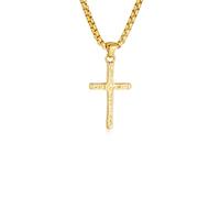 Rajputana Collana vintage in acciaio inossidabile con ciondolo a croce martellata per uomini e ragazzi collana antiruggine per uomo battesimo cristiano festa del papà, regali di Pasqua per ragazzi