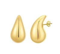 Rajputana Orecchini Dupes Chunky Orecchini A Cerchio D'Oro Per Le Donne, Leggero Goccia D'Acqua Teardrop Hollow Open Hoops, Ipoallergenico Orecchini Placcati In Oro Moda Gioielli Trendy Donne Ragazze