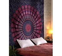 RAJRANG Grande arazzo da parete 228x274 cm Rosa e viola Arazzi in puro mandala di cotone biancheria da letto decorazione della stanza