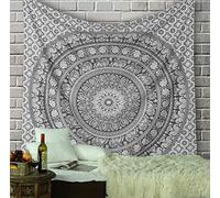 RAJRANG Grande Arazzo per Appendere a Parete Arte Camera da Letto Mandala Colore Grigio 274x228 cm King Cotone Elefante Spiaggia Tiro Lenzuolo Arazzi