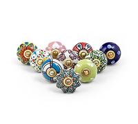 RAJRANG Pomelli per mobili multicolori floreali Confezione da 10 pomelli decorativi in ceramica per porte
