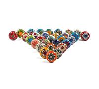 RAJRANG Set di 30 pomelli in ceramica multicolore per armadietti e cassetti da cucina