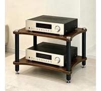 RAJYQODIS Rack per componenti audio resistenti, ampio spazio di archiviazione, supporto multimediale AV con poggiapiedi ammortizzanti, rack per lettore CD, per casa/ufficio/audio/video/teatro (noce