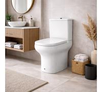 RAK Ceramics Vaso WC Monoblocco a Pavimento Filomuro Rimless Compact Colore Bianco con Sedile Incluso