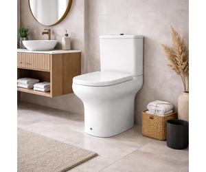RAK Ceramics Vaso WC Monoblocco a Pavimento Filomuro Rimless Compact Colore Bianco con Sedile Incluso