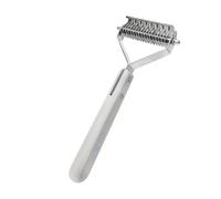 Rake Brush, Grooming Comb, Shedding Tool, Double-Sided Metal Teeth, Undercoat Remover for Long Short Hair, Home Pet Grooming Use, 7.56x3.43 Inches, Silver Color, 1 Piece