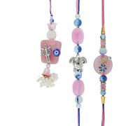 Rakhi Bhaiya Bhabhi veera set Rakhi Lumba Set with dora for Brother Bhabhi set of 3 Family Rakhee Card Gift Pack Thread Bracelet Dori Kalwa for Raksha Bandhan Indian Traditional Festival