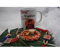 Rakhi in ceramica con tazza da caffè, regalo per Rakshabandhan, regalo Rakhi per fratello con tazza da caffè stampata in ceramica per fratello e sorella