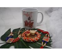Rakhi in ceramica con tazza da caffè, regalo per Rakshabandhan, regalo Rakhi per fratello con tazza da caffè stampata in ceramica per fratello e sorella