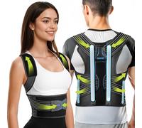 Rakiie Correzione della postura per donne e uomini, supporto lombare migliorato con supporto rinforzato, allungamento delle spalle con spalline imbottite, Nero Taglia XL