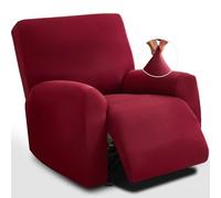 RAKKYOFD Copridivano reclinabile in morbida seta di latte elasticizzata, 4 pezzi, copridivano lavabile, protezione for mobili con fondo elastico for animali domestici e cani(Wine Red)