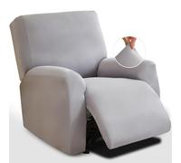 RAKKYOFD Copridivano reclinabile in morbida seta di latte elasticizzata, 4 pezzi, copridivano lavabile, protezione for mobili con fondo elastico for animali domestici e cani(Light Grey)