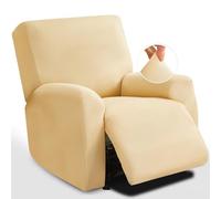 RAKKYOFD Copridivano reclinabile in morbida seta di latte elasticizzata, 4 pezzi, copridivano lavabile, protezione for mobili con fondo elastico for animali domestici e cani(Beige)