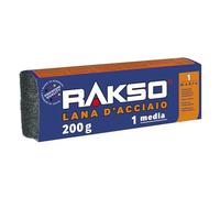 RAKSO lana d'acciaio media 1, 200g, 1 fascia, lisciare superfici in legno, rimuove vernice vecchia da pavimenti antichi, pulire pavimenti in gomma dura, levigare pannelli di cartongesso
