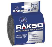 RAKSO tamponi in acciaio inox extra - fine, 2 tamponi, lana in acciaio inox, trattamento delle superfici in aree umide, pulisce, smeriglia, lucida