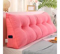 RAKTOV, Cuscino triangolare per testiera con fodera rimovibile, cuscino da lettura triangolare di lusso, in tinta unita, per letto, divano, camera da letto, 180 x 50 x 20 cm, rosa