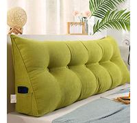 RAKTOV, Cuscino triangolare per testiera con fodera rimovibile, cuscino da lettura triangolare di lusso, in tinta unita, per letto, divano, camera da letto, 150 x 50 x 20 cm, verde