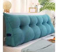 RAKTOV, Cuscino triangolare per testiera con fodera rimovibile, cuscino da lettura triangolare di lusso, in tinta unita, per letto, divano, camera da letto, 100 x 50 x 20 cm, blu