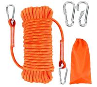 RAKUTE Corda Arrampicata, 20M Longe Arrampicata Corda con Moschettone e Borsa Organizer, capacità di Carico 1200Kg, Fune Corda per Nautica, Salvataggio, Arrampicata, Alpinismo,Campeggio(Arancione)