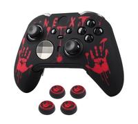 RALAN Skin protettiva per controller con impronte di sangue laser con 4 impugnature per pollice per controller wireless Xbox Elite serie 2 Core, custodia protettiva in silicone antiscivolo