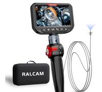 Ralcam Telecamera endoscopica con luce, fotocamera endoscope con testa mobile a 210°, sonda da 3,0 mm, schermo HD da 5", telecamera di ispezione IP67, tubo serpentina in acciaio inox da 1,5 m, camera