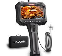 Ralcam Telecamera endoscopica con luce, fotocamera endoscope con testa mobile a 210°, sonda da 5,5 mm, schermo HD da 5", telecamera di ispezione IP67, tubo di serpente elastico da 1,5 m, camera