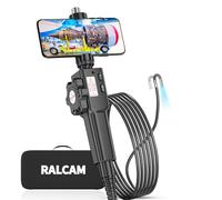 Ralcam Telecamera Endoscopica Endoscopio Industriale - Sonda Telecamera 1080P 8.5mm Boroscopio Snake a 180° a due vie, 2m Cavo Semirigido 8 luci LED Regolabili, per iOS Android Smartphone