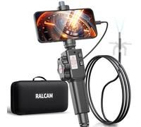 Ralcam Telecamera Endoscopica Endoscopio Industriale - Sonda Telecamera 720p 5.5mm Boroscopio Snake a 180° a due vie, 1m Cavo Semirigido 6 luci LED Regolabili, per iOS Android Smartphone
