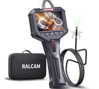 Ralcam Telecamera Endoscopica Industriale 8,5 mm con Schermo 3,5" HD 1080P, Endoscopio di Ispezione IP67 Impermeabile con 8 LED, Cavo Semi-Rigido 1M per Tubi, Idraulica, Auto