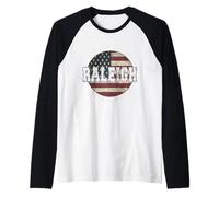 Raleigh North Carolina, Vintage Bandiera Americana Maglia con Maniche Raglan