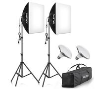 RALENO Kit di Illuminazione Fotografica Softbox 50 * 50 cm per Fotografia | Softbox a LED con lampadina a LED (50W | 5500K | CRI≥95), luce da studio per riprese fotografiche e video per YouTube