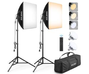 RALENO Kit di Illuminazione Fotografica Softbox 50 * 50 cm per Fotografia | Softbox a LED con lampadina a LED (50W | 5500K | CRI≥95), luce da studio per riprese fotografiche e video per YouTube