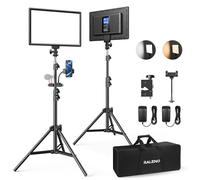 RALENO Luce Fotografica Kit di Illuminazione a 192 LED con Treppiede, Batteria Integrata da 8000mAh, 3200-5600K Bicolore Dimmerabile CRI95 per YouTube Fotografia Registrazioni Video in Studio