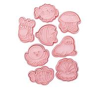 RALIYATX Stampini per biscotti, 8 pezzi, a tema animali marini, stampi per biscotti 3D per pressare fondente, stampi per biscotti da forno