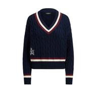 Pull a costine a maniche lunghe con scollo a V Blu XS Tinta unita