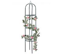 Ram®, grande obelisco da giardino in metallo verde da 2 m, robusta gabbia tubolare per rose, piante rampicanti, struttura di supporto, decorazione da giardino