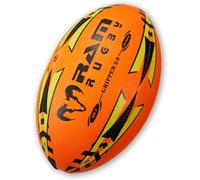 Ram Rugby Gripper 2.0 Inghilterra n. 1, cucito a mano, impugnatura 3D per un controllo ottimale della palla, con pompa a doppia valvola (arancione fluo, taglia 4)