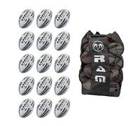 Ram Rugby Match Ball Bundle - 15 x Raider Match Ball + borsa traspirante (nero, 5)