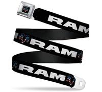 Ram Seatbelt Buckle Belt Ram Text Americana Logo Black Red White Logo Durable