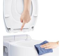 Ram® Sedile WC bianco a sgancio rapido con chiusura rallentata e cerniere per bagno, sedile in ABS