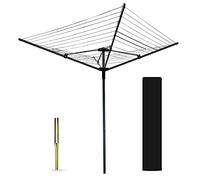 Ram® - Stendibiancheria rotante a 4 bracci, 45 m, pieghevole, con picchetto e copertura, 45 m